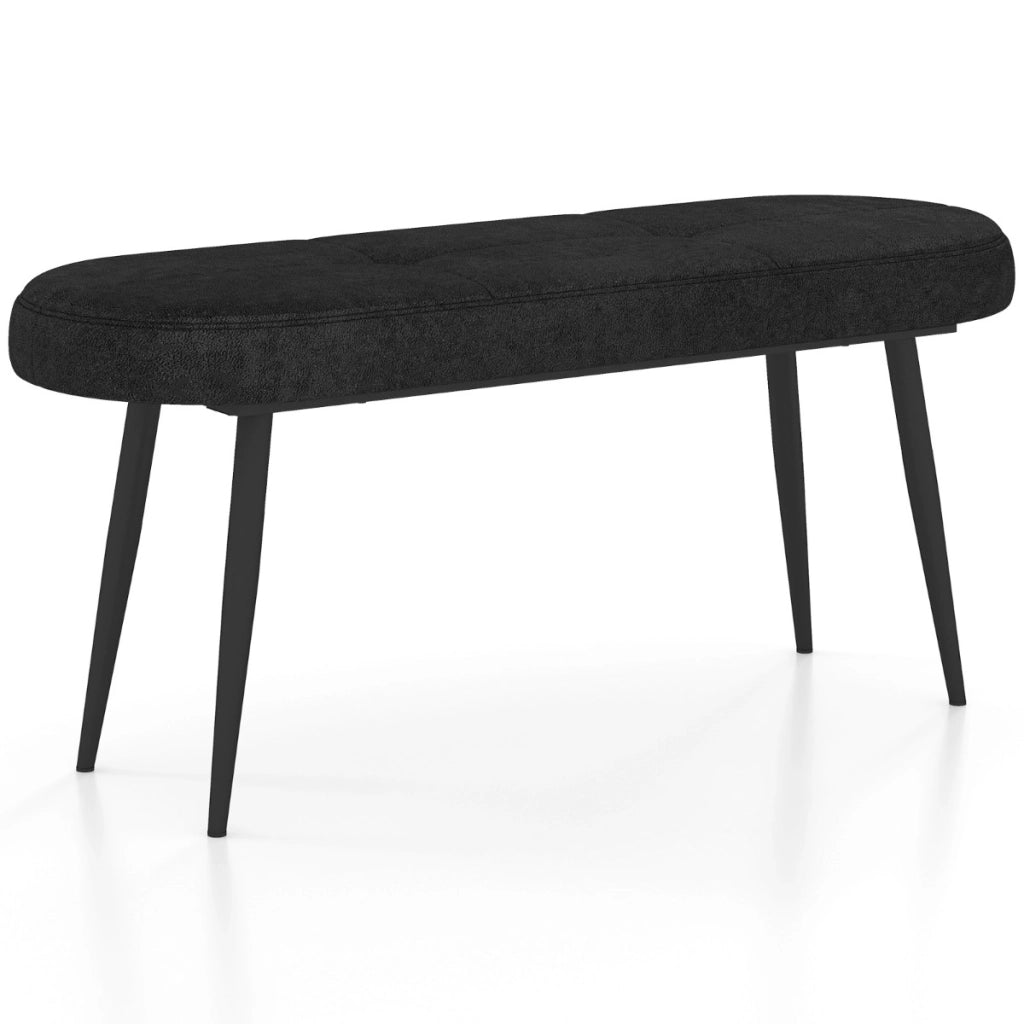 Panca rivestita con cuscino imbottito in spugna e gambe metalliche solide, Panca scarpiera da 113 cm Nero