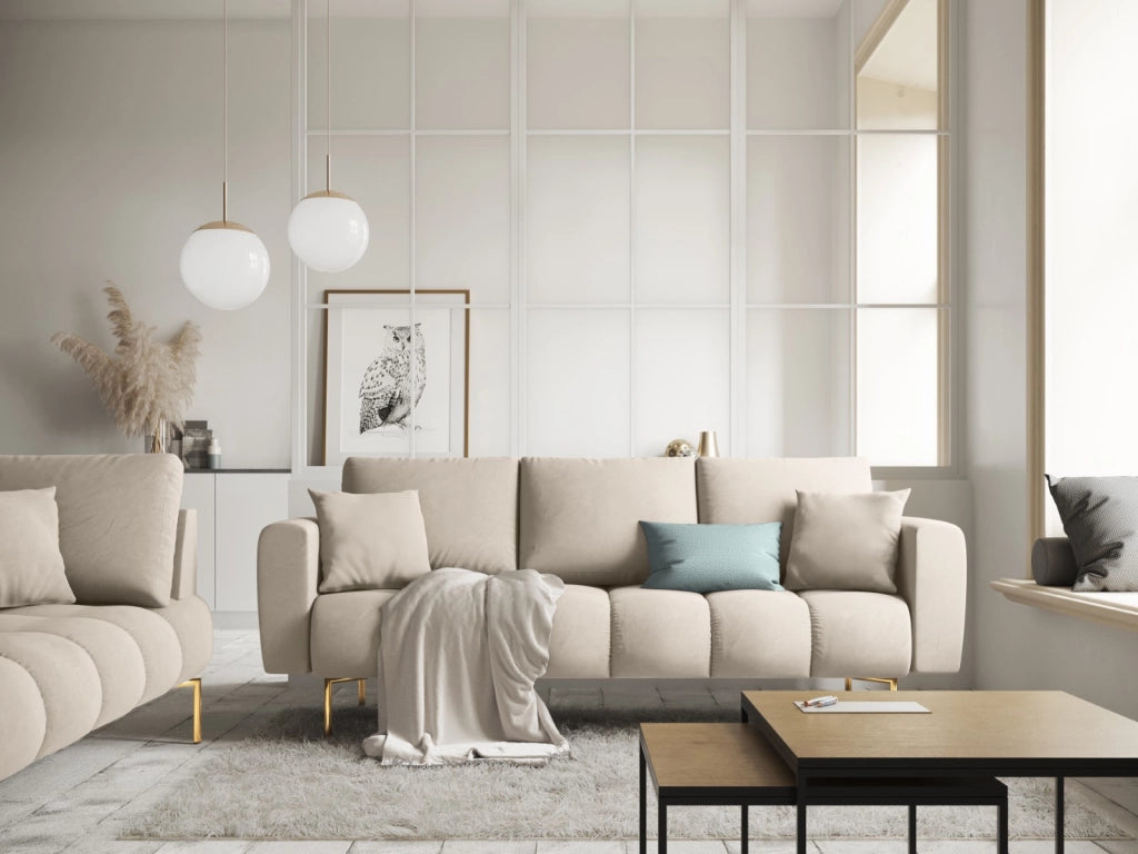 Cosmopolitan Design - Divano "Hastings" 3 posti in velluto beige 