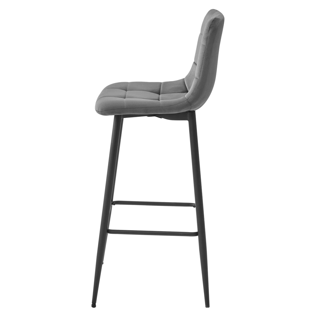 Sgabello Valora TEOTO in velluto grigio scuro con gambe nere per cucina