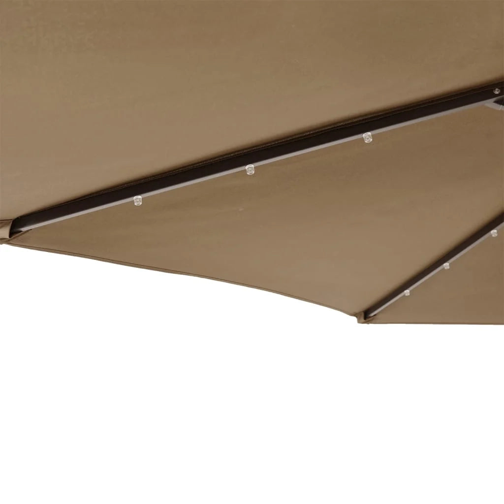 Ombrellone da giardino inclinabile con sistema a manovella e luce 225 x 225 x 212 cm poliestere color tortora 02_0056371
