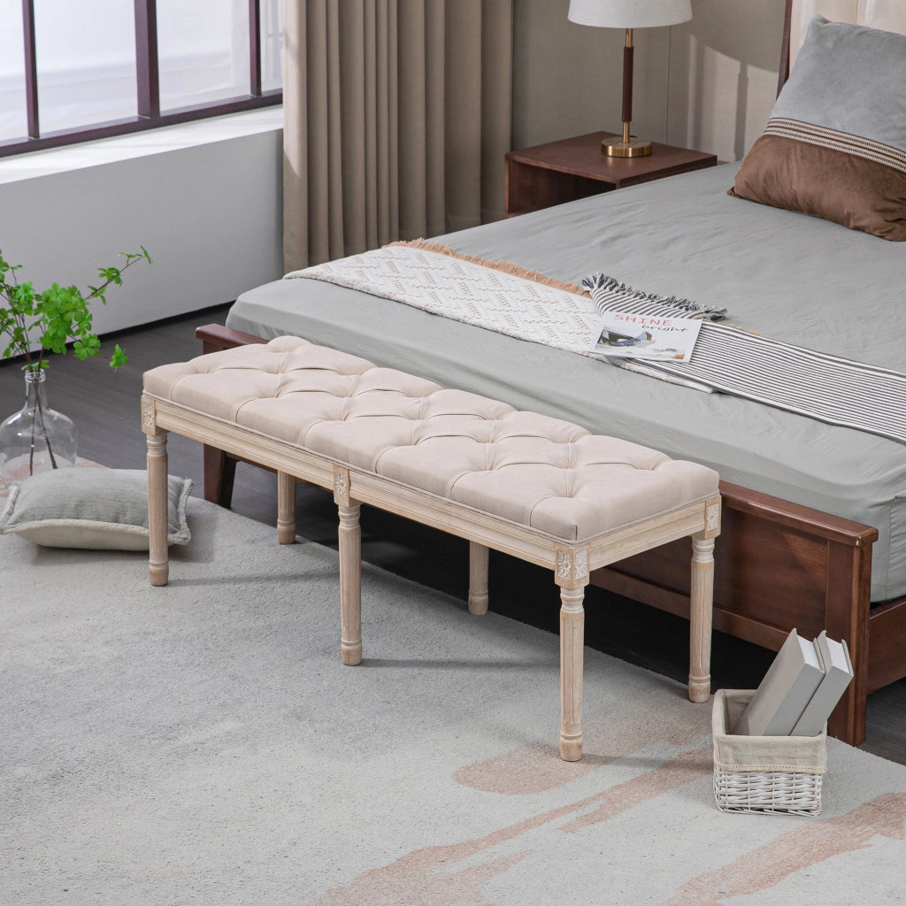 Divano a 2 posti ¨C zephmum ¨C Vintage, bottoni, gambe tornite, crema e bianco