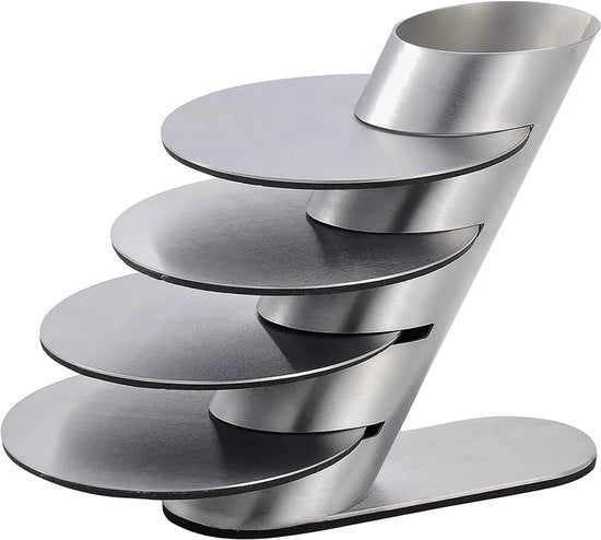 Onderzetters, set di sosteggi decorativi con standard, tappeti di supporto rotondi in acciaio inossidabile con standard, argento, 4 pezzi