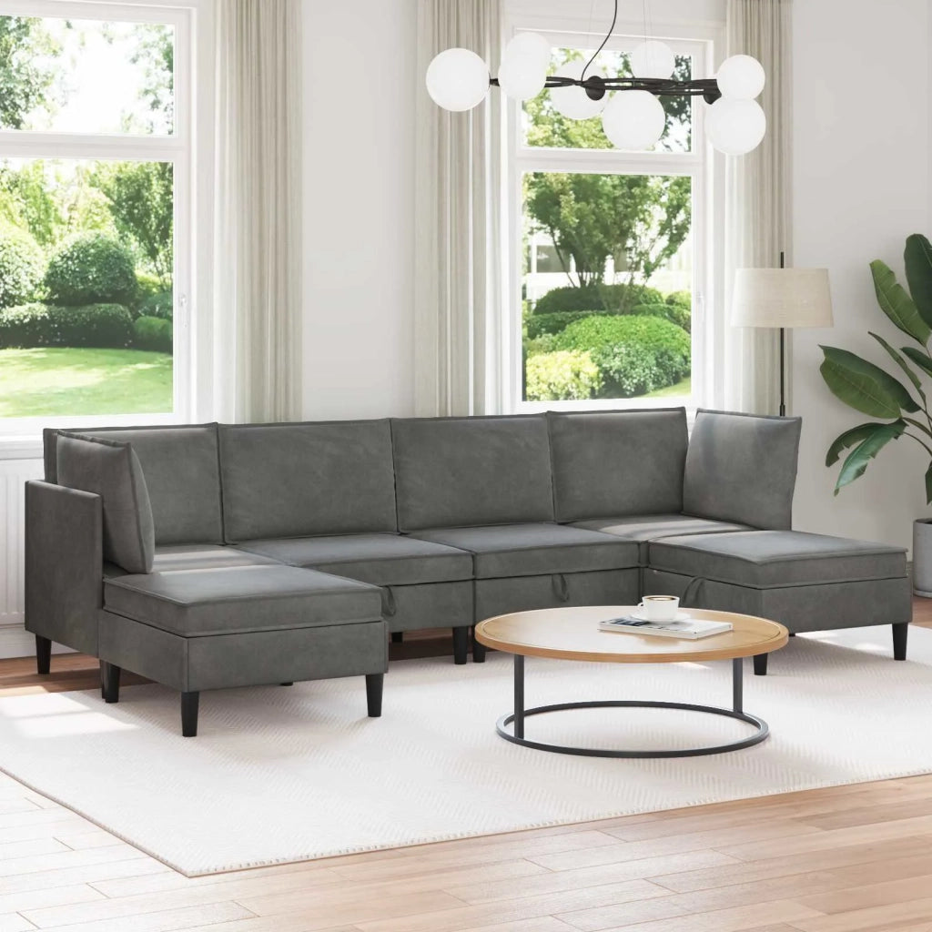 Set di mobili per il soggiorno 6 pcs Grigio Scuro Velluto 3413737