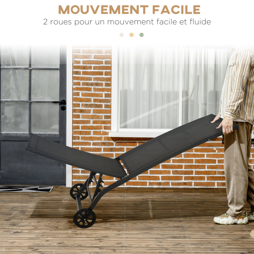 Lettino da Sole in Alluminio con Textilene ¨C Zephmum ¨C 2 Pezzi Grigio