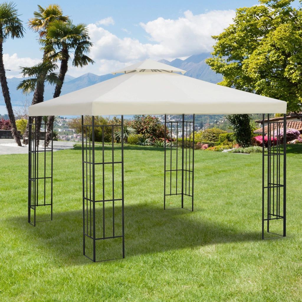 Easycomfort Copertura per Gazebo da Giardino Tetto Sostitutivo Anti-UV Impermeabile in Poliestere 3x3m Crema