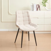 Set 4 Sedie Mika in tessuto beige con trama geometrica e struttura in metallo nero