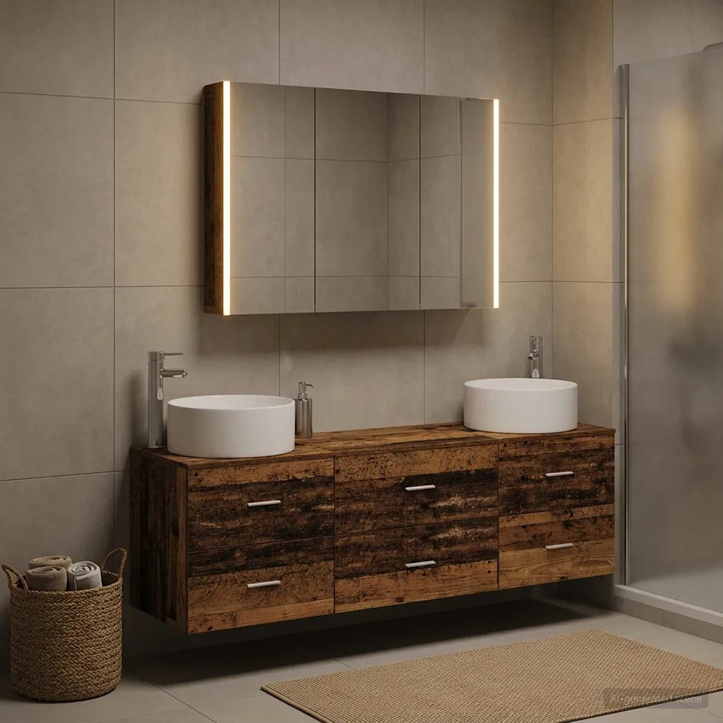 Set di mobili per il bagno 4 pcs Legno antico 3407069