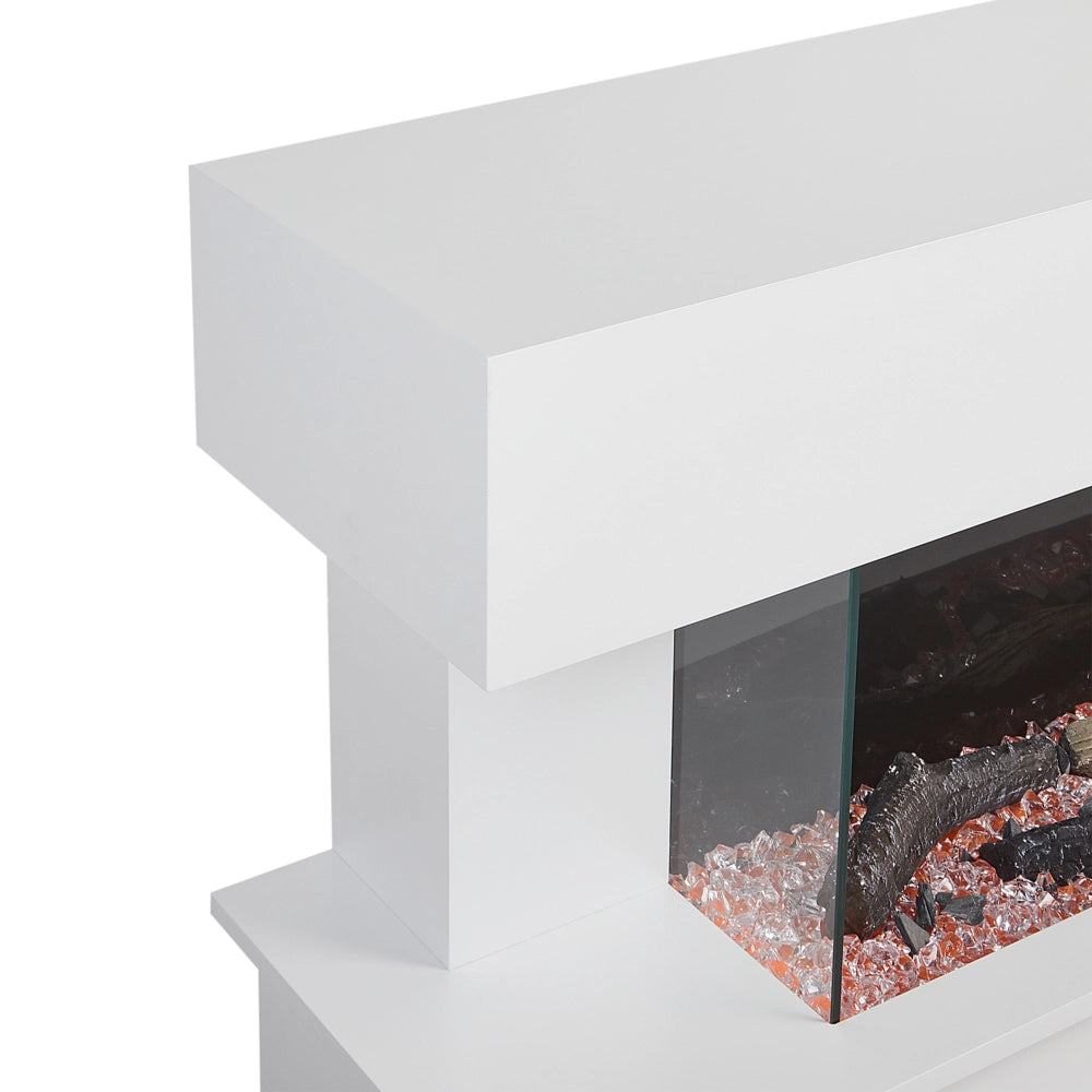 Stufa elettrica per caminetto bianco con effetto fiamme a LED Telecomando a distanza