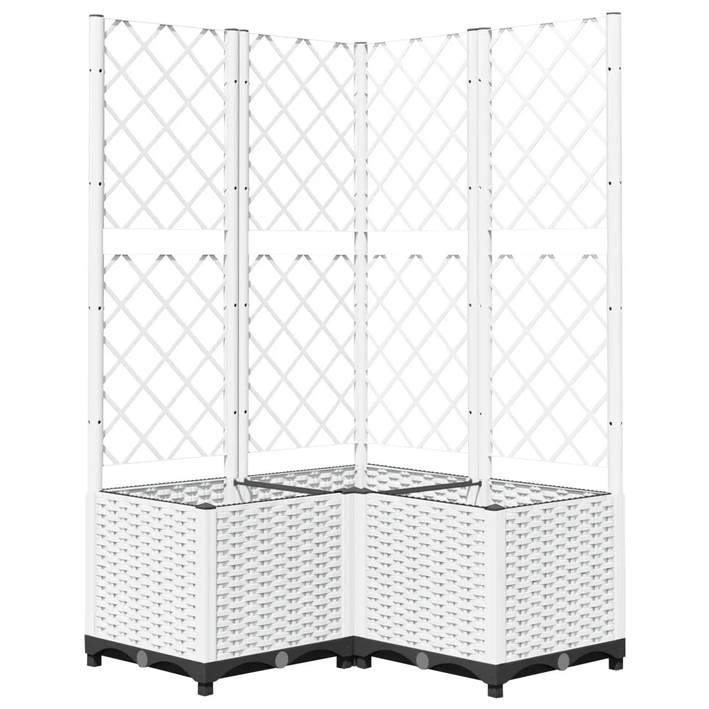 Fioriera | Cassetta per fiori | Vaso da Giardino con Graticcio Bianco 80x80x136 cm PP