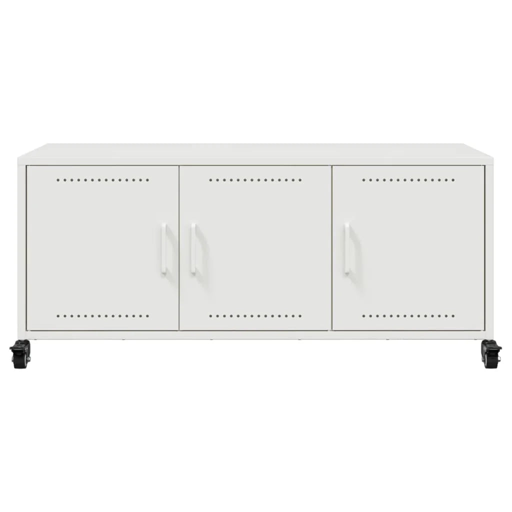 Mobile TV multimediale mensola TV credenza mobile TV sala da pranzo soggiorno camera da letto 100,5 x 39 x 43,5 cm acciaio bianco 02_0025535