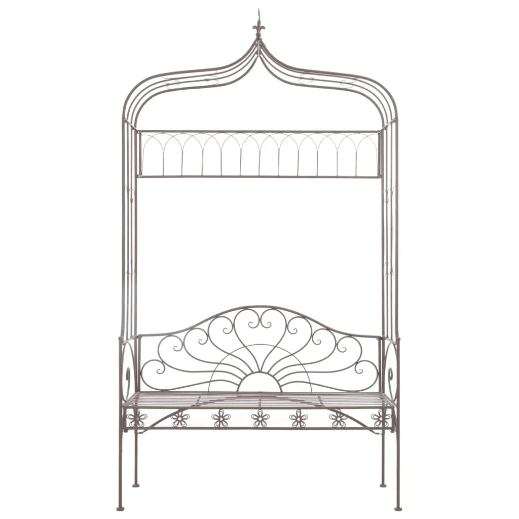 Panca da giardino mobili da esterno per patio terrazza 122 x 43 x 220 cm ferro marrone anticato 02_0011218