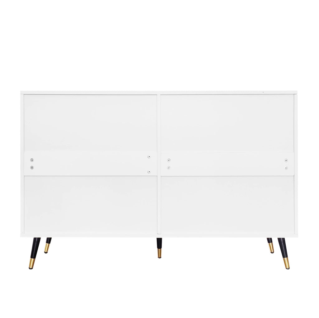Sideboard bianco e oro con 6 cassetti, design moderno 120x77x40 cm