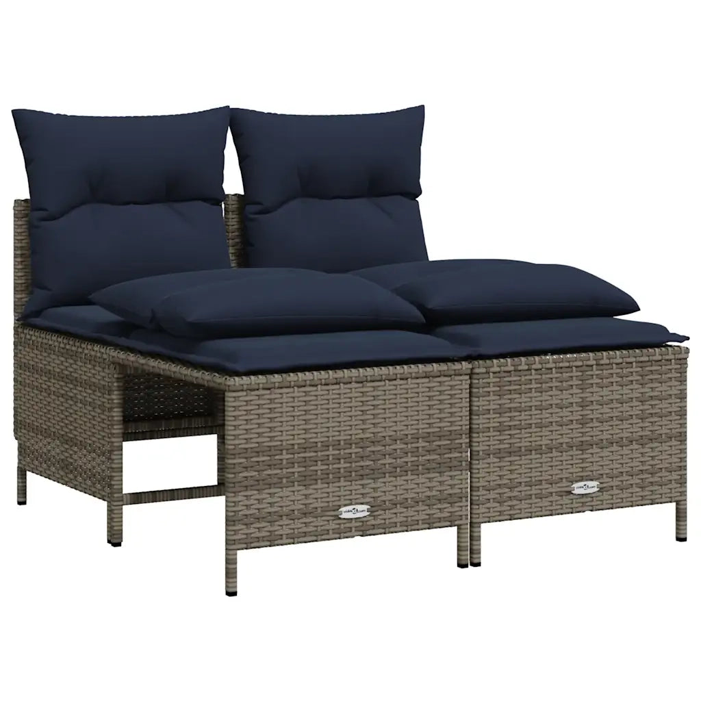 Set Divani da Giardino 4 pz con Cuscini Grigio in Polyrattan 368378