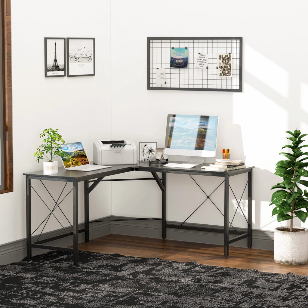Scrivania Angolare L Forma ¨C Zephmum ¨C MDF Nero 150x150x76 cm