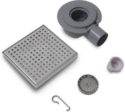 Doccia a scarico in acciaio inossidabile - sifone a 360° - quadrato - 150 x 150 mm