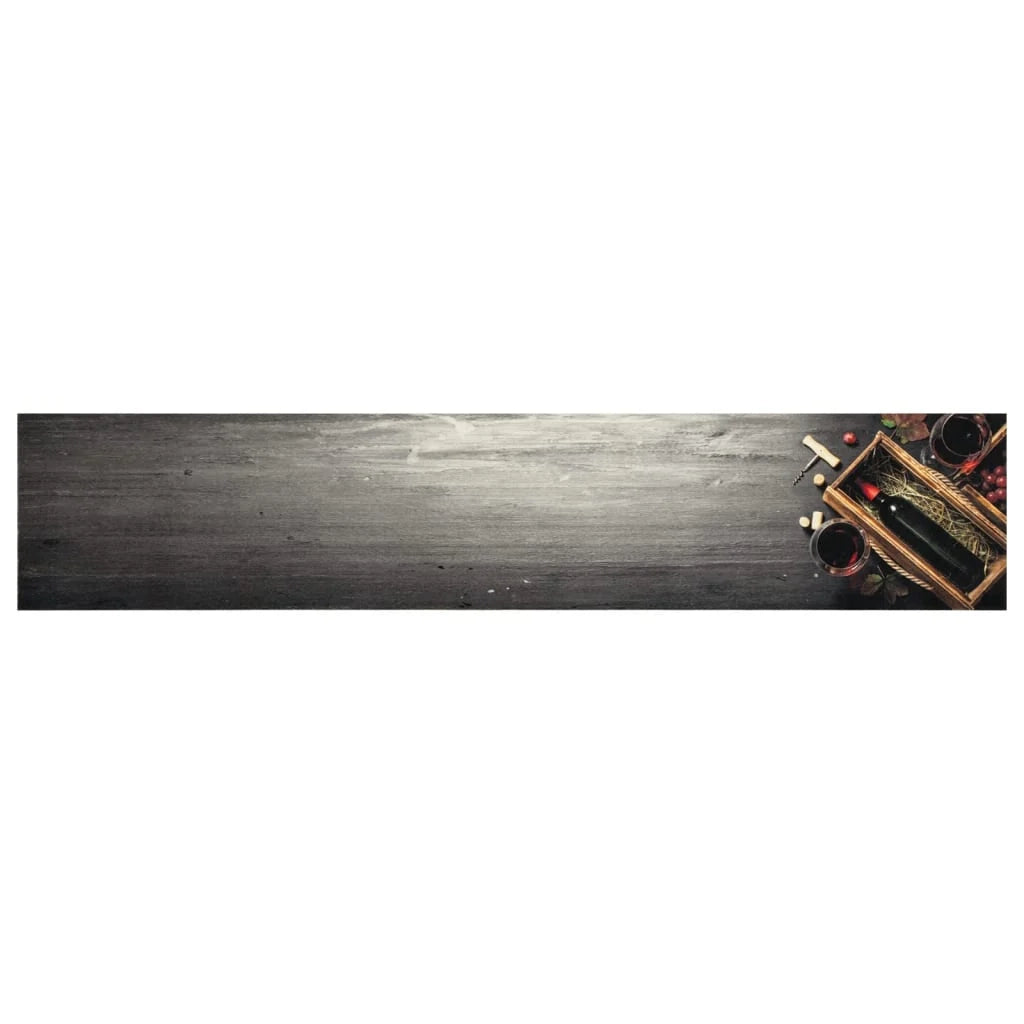 Elegante tappetino da cucina lavabile con stampa di bottiglie di vino 300 x 60 cm antiscivolo velluto blu 02_0056443