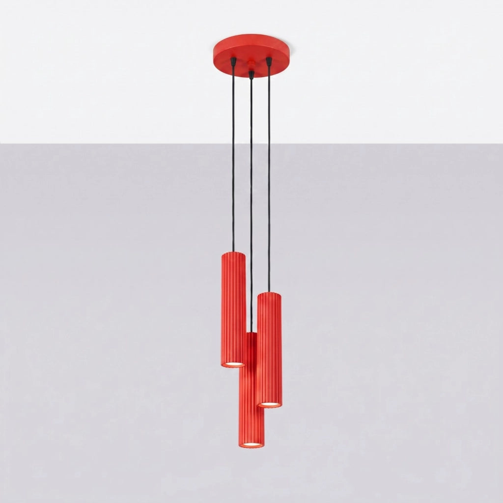 Lampada a sospensione KARBON 3P rosso