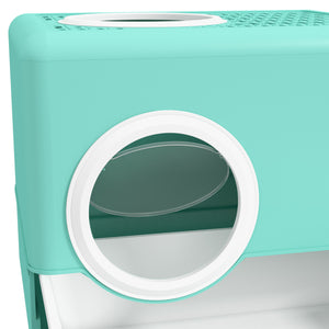 Lettiera per Gatti con Coperchio e Paletta 52x41x38.5 cm Verde