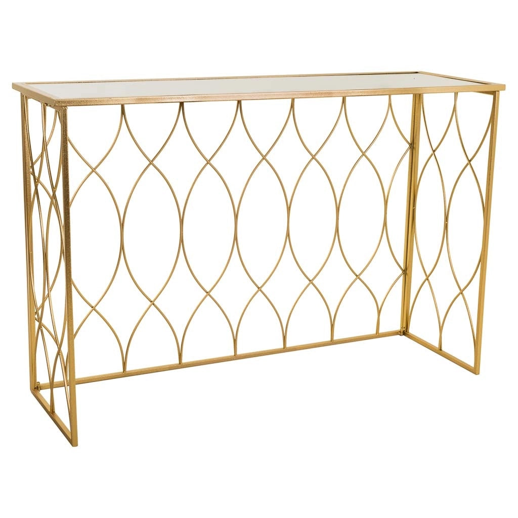 Mobile da ingresso in metallo dorato 120x40x80h
