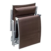 Sdraio da Giardino Pieghevole con Cuscino, Schienale con 7 Reclinazioni, 137x63.5x100.5cm, Marrone
