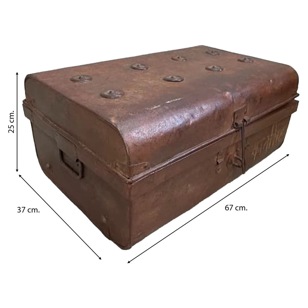 Valigia artigianale in metallo, 67x37x25h cm