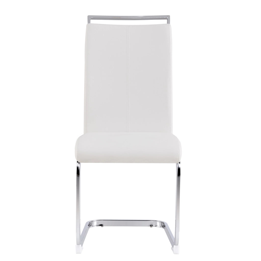 Freischwinger - Zephmum - Verchromtes Metallgestell, 120 kg belastbar, Kunstlederbezug, Wei? (Set 4 St)