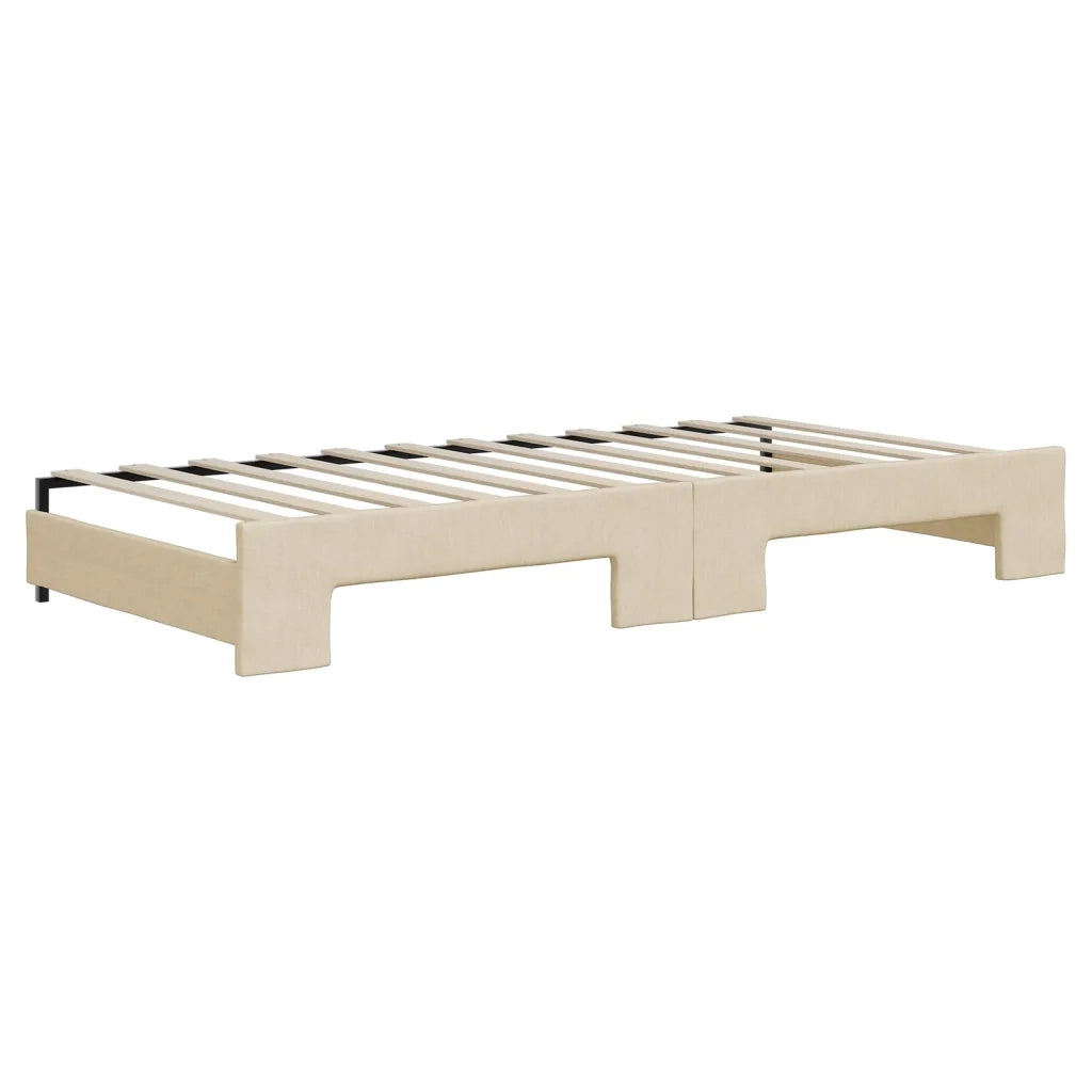 Divano letto | Sof¨¤ letto | Letto singolo Estraibile con Cassetti Crema 90x200 cm in Tessuto