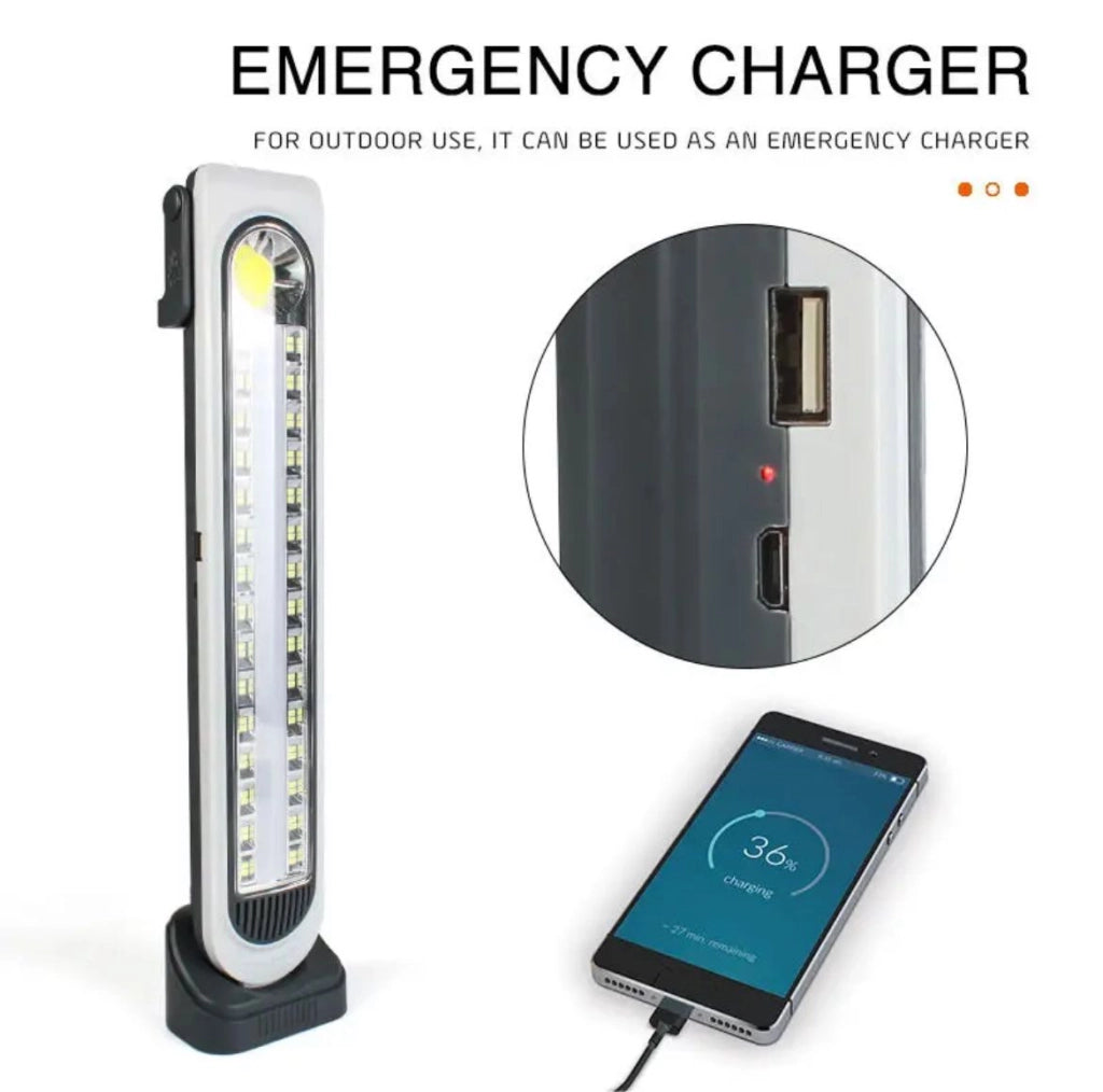 TORCIA PORTATILE LAMPADA DI EMERGENZA RICARICABILE USB SOLARE 30 LED SOLARE