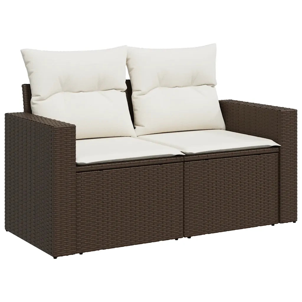 Set Divani da Giardino 11 pz con Cuscini Polyrattan Marrone 3219523