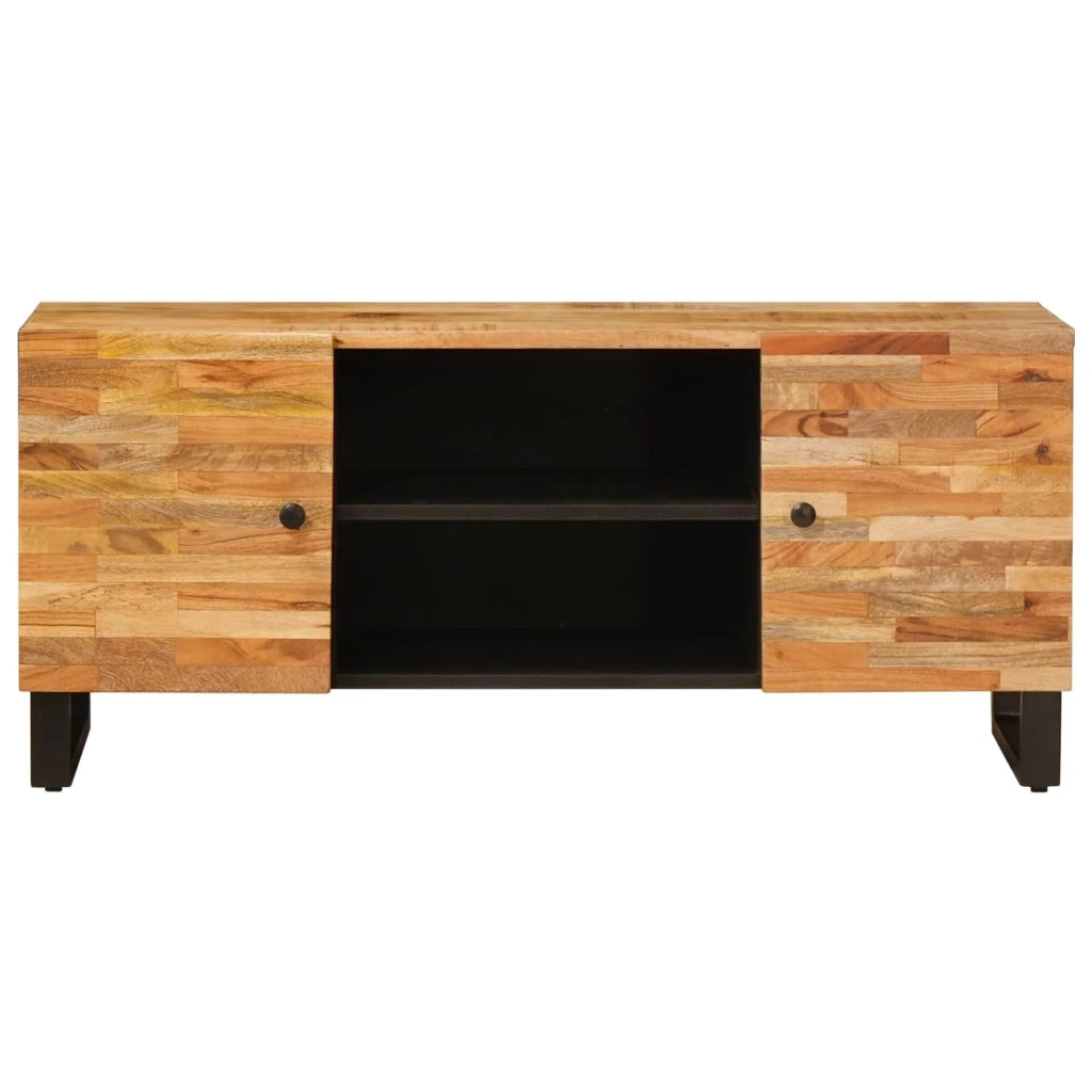 Mobile TV rettangolare moderno dimensioni interne 105 x 33 x 46 cm realizzato in legno massello di mango marrone 02_0057806