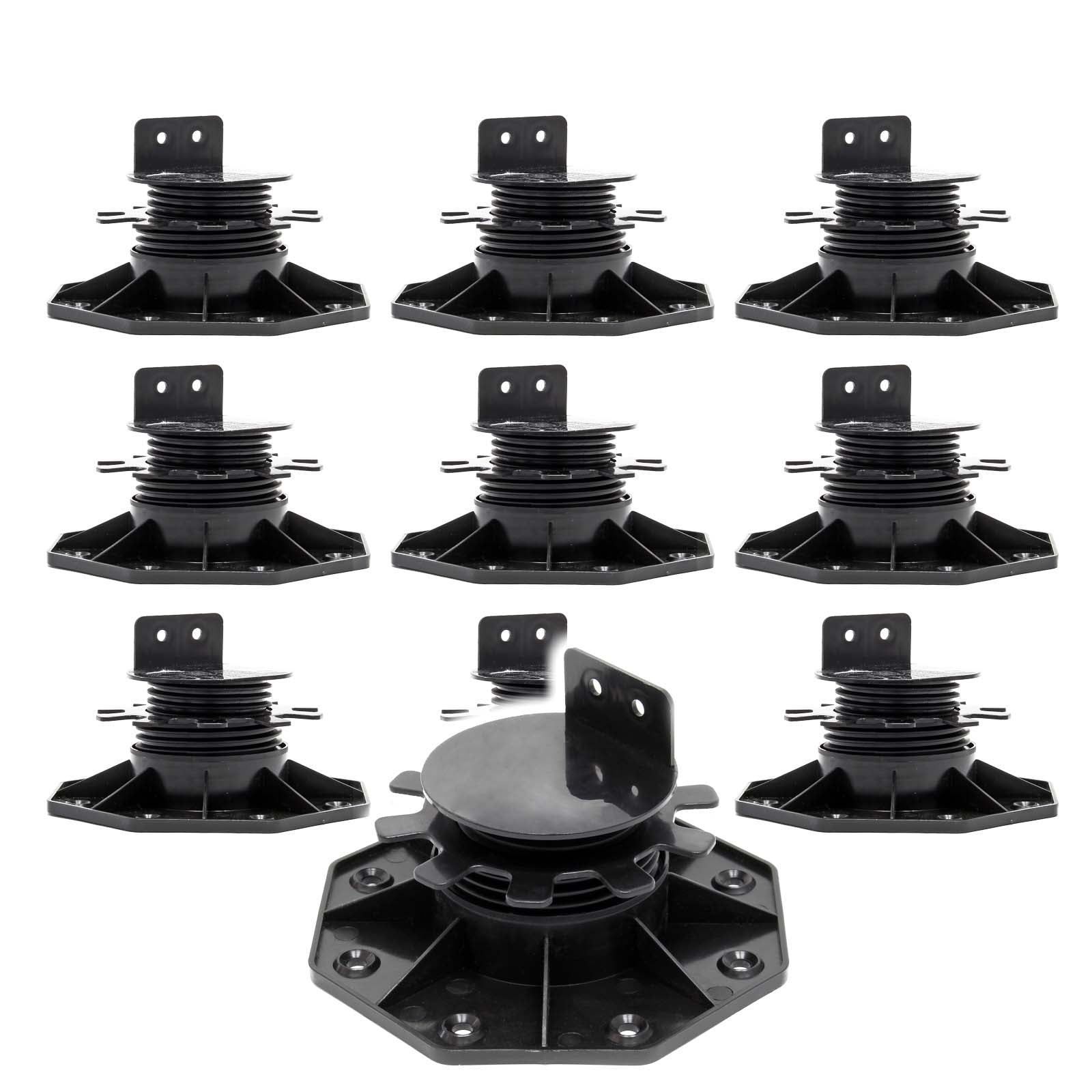 Set 10 supporti per pavimenti galleggianti, Altezza regolabile 33-64mm Max 2700 kg, Piedini Decking