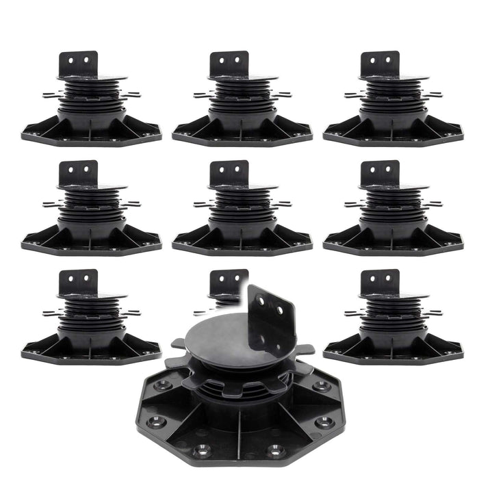 Set 10 supporti per pavimenti galleggianti, Altezza regolabile 33-64mm Max 2700 kg, Piedini Decking