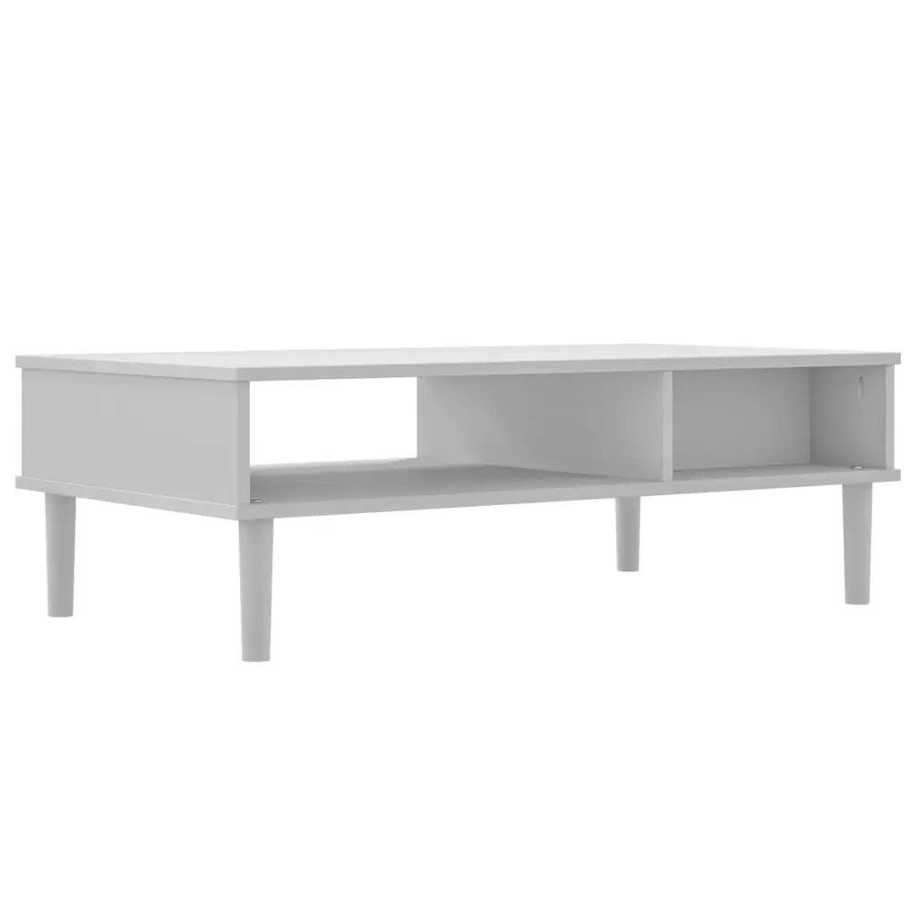 Tavolino da salotto | Tavolino da caff¨¨ | Tavolino da Soggiorno SENJA Aspetto Rattan Bianco 100x55x33cm Legno Massello