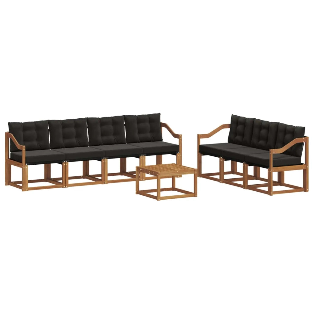 Set di divani da esterno con cuscino 8 pcs Naturale e Nero 3368483