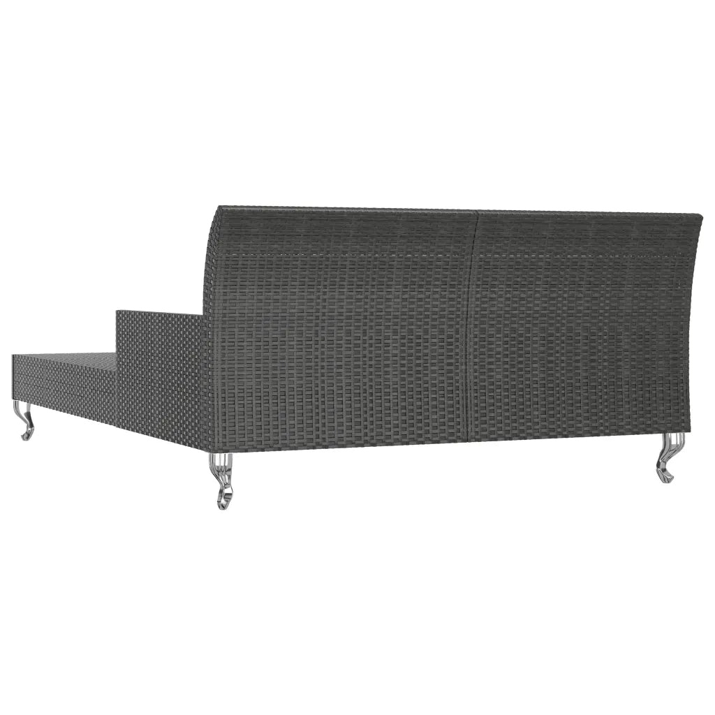 Lettino Prendisole per 2 Persone con Cuscini in Polyrattan Nero cod mxl 55524