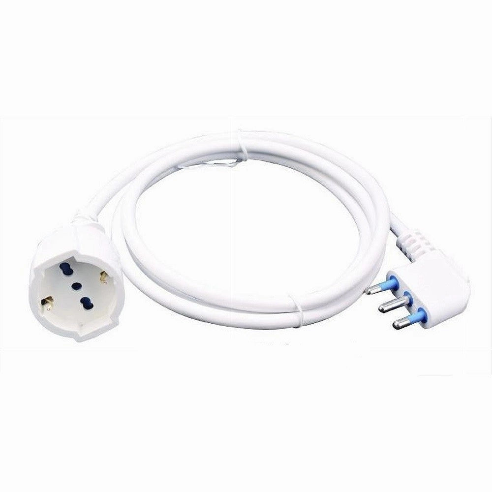Trade Shop - Cavo Prolunga Con Spina 16a Presa Schuko Bivalente 3 Metri Colore Bianco 83286 -