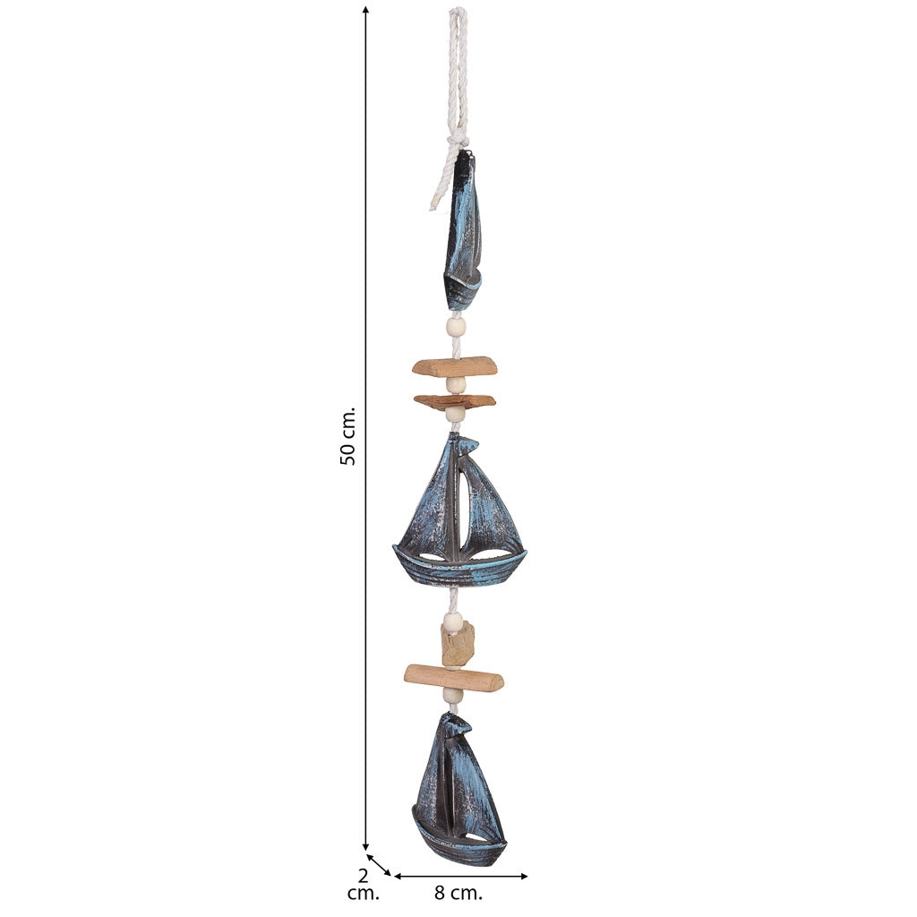 Campanello a vento decorativo in legno, blu, 8x2x50h cm