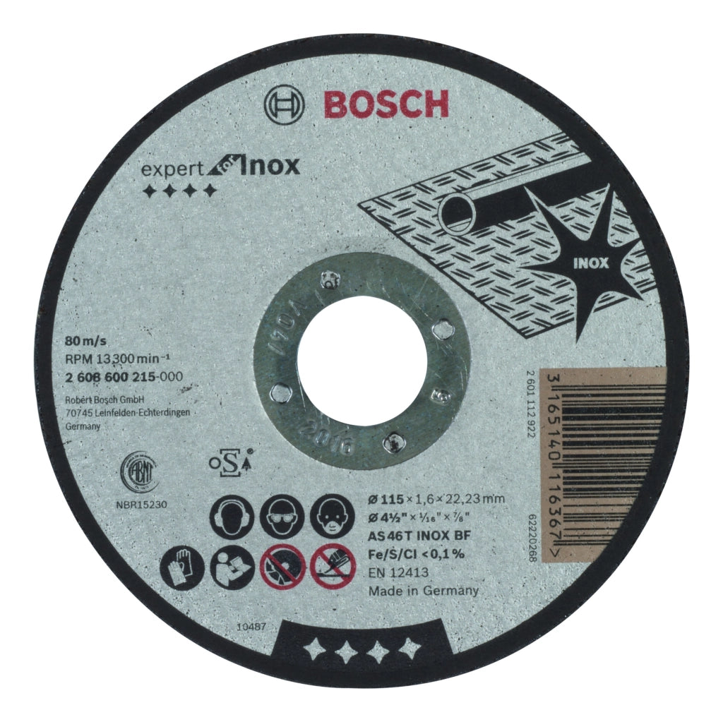 2608600215 - Mola da taglio diritta Expert for Inox AS 46 T INOX BF, 115 mm, 1,6 mm