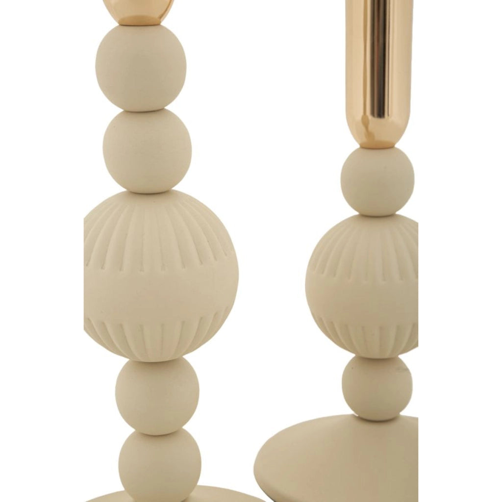 Portacandela VKH931, Beige, Acciaio, 10x10x25,5 cm