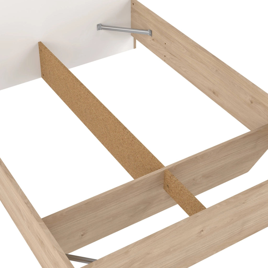 Letto piazza e mezza Zinasco, Sommier per camera da letto, Giroletto per stanza, Struttura porta materasso, 206x150 h97 cm, Rovere e Bianco