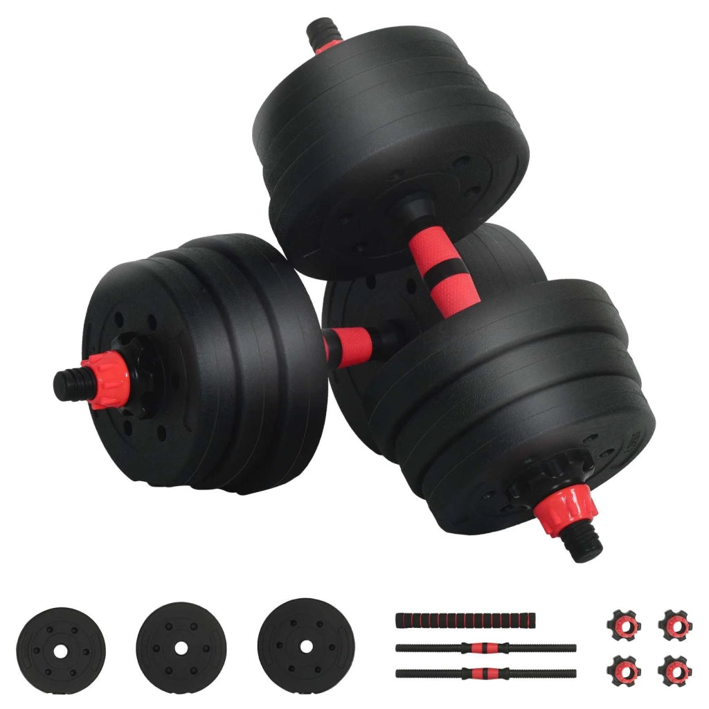 Set Manubri e Bilanciere 2-in-1 20 kg Nero e Rosso 42023463