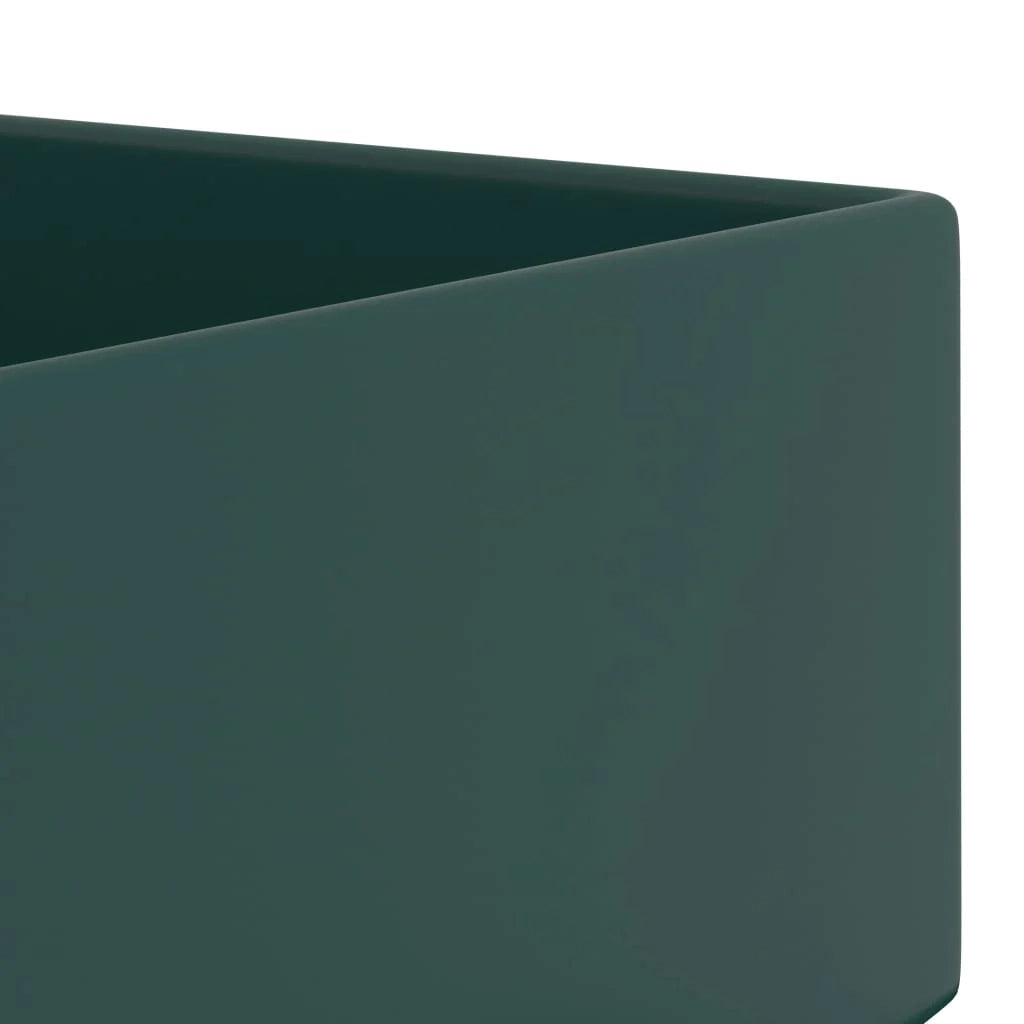 Lavandino da bagno con troppopieno lavabo da appoggio bagno/cucina/interno casa 48 x 25 cm ceramica verde scuro 02_0002734