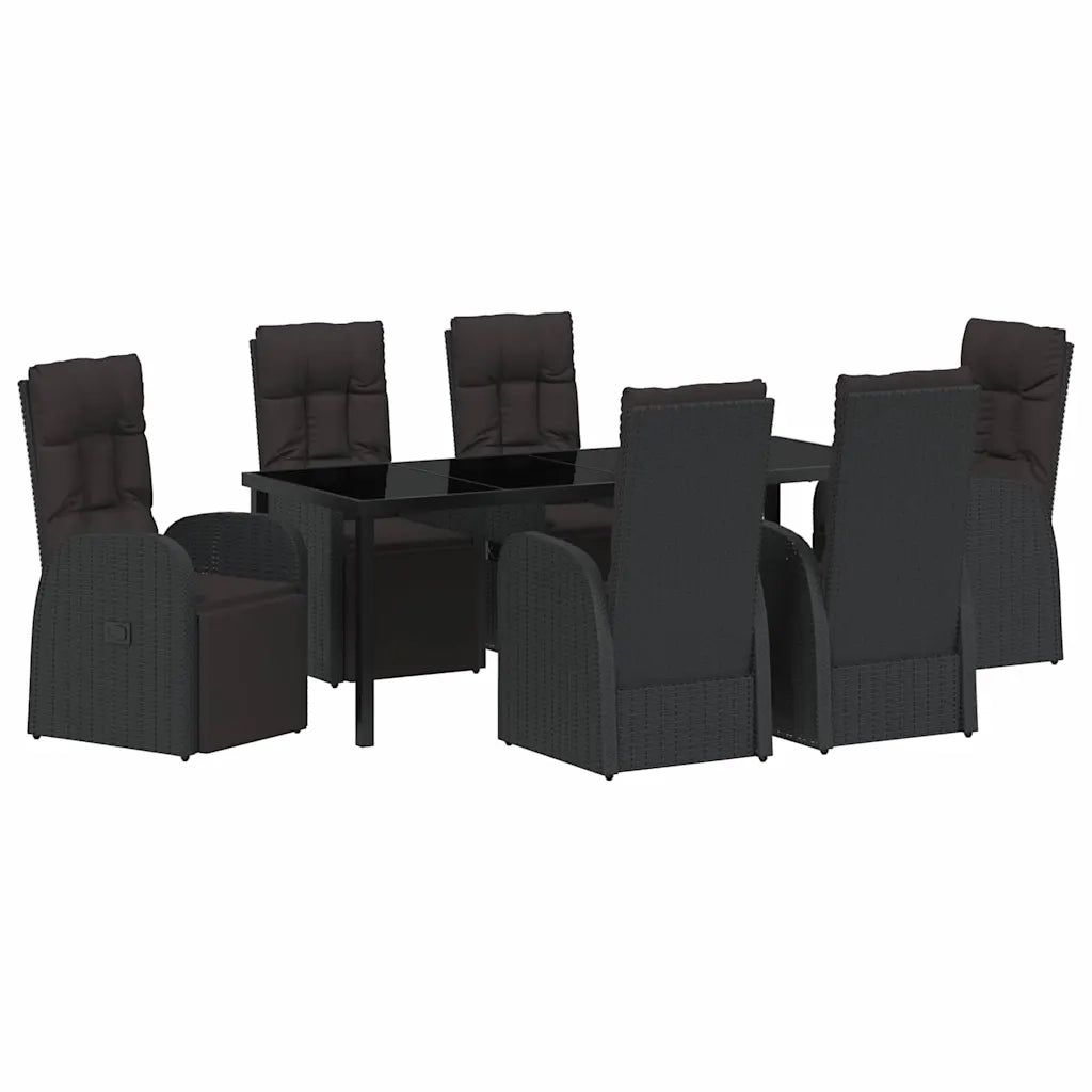Set da Pranzo per Giardino con cuscino 7 pcs Nero polyrattan 3379518