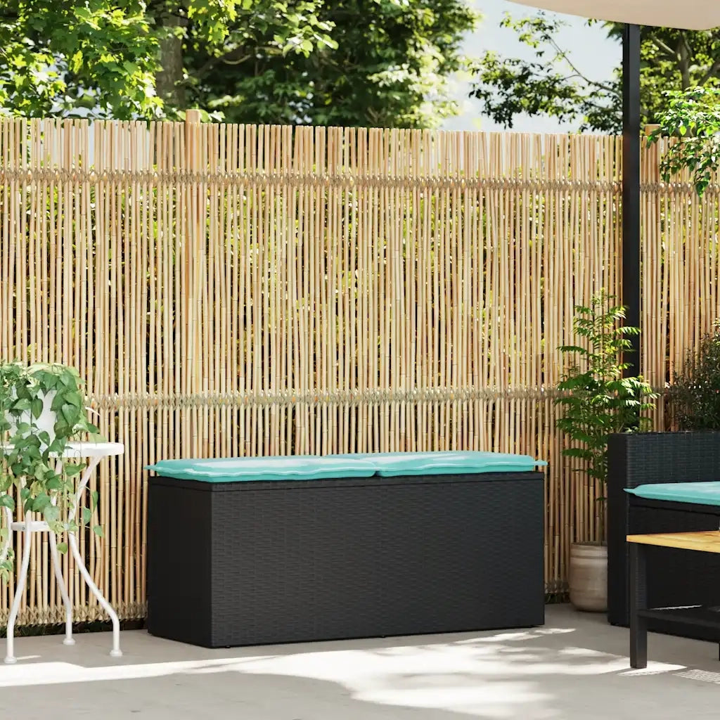 Panca da Giardino con Cuscino Nera 110x40x44 cm in Polyrattan 4104153