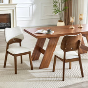 Sedia da Sala da Pranzo Set da 2 con Schienale a Farfalla Ergonomico e Seduta Imbottita in Legno di Hevea Bianco