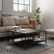 Tavolino Basso Kumlinge in Metallo con Ripiano 40 x 80 x 80 cm Nero [en.casa]
