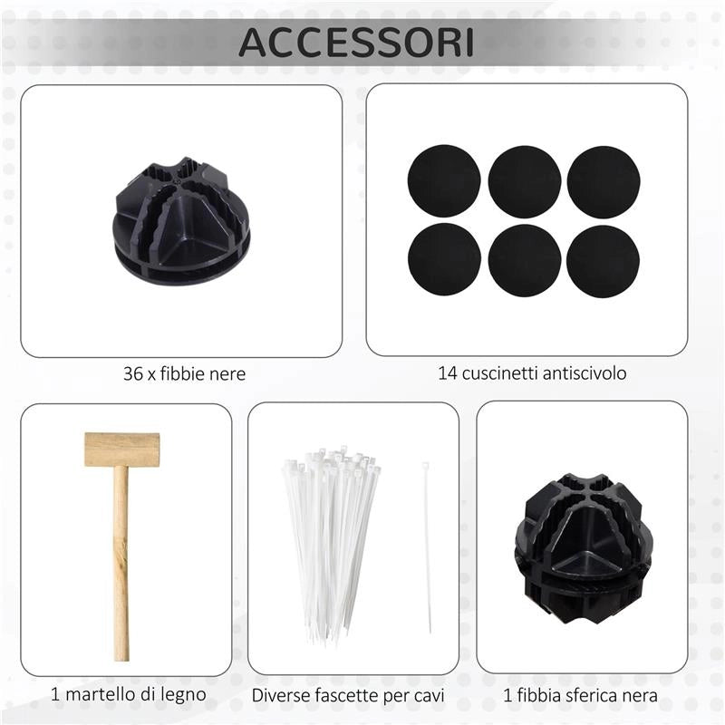 RECINTO PER ANIMALI MODULABILE CON PANNELLI 35X35 CM E ACCESSORI IN ACCIAIO E PP 140X70X70 CM NERO