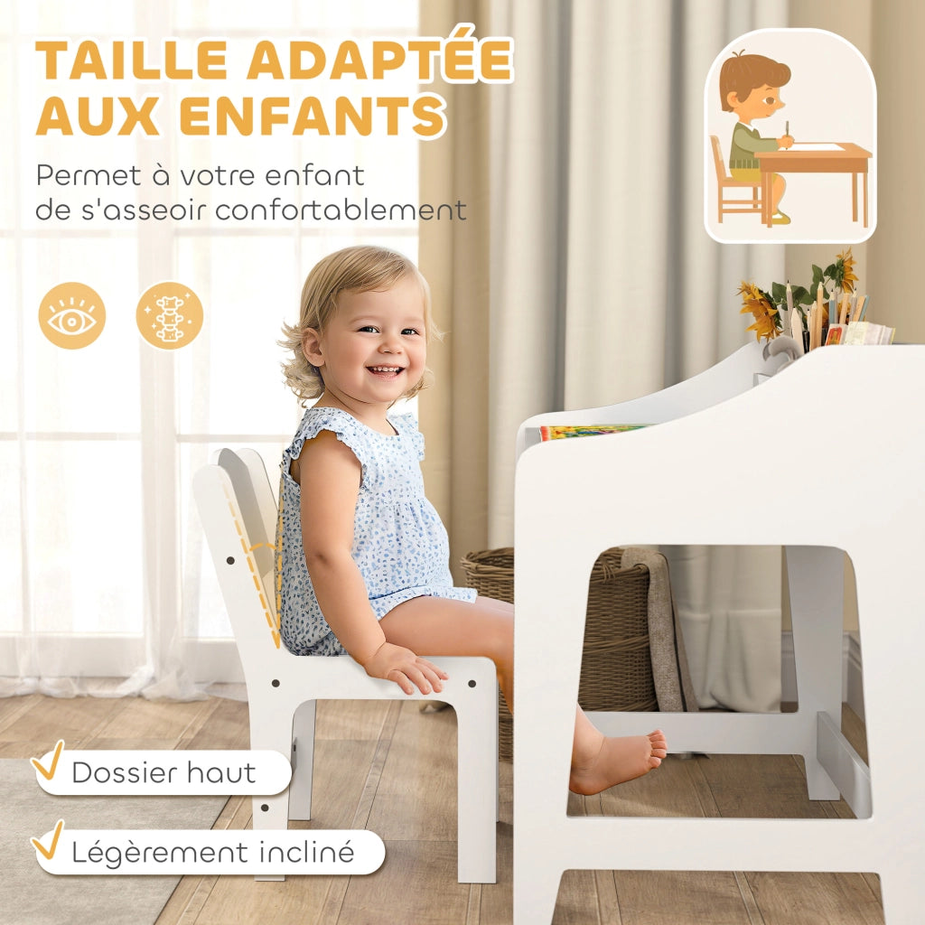 Scrivania per bambini con cassetti e scaffali aperti ¨C zephmum ¨C bianco