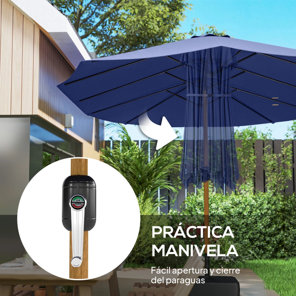 Ombrellone da Giardino Doppio 4,7x2,8 m con Base ¨C zephmum ¨C Blu Scuro Impermeabile UV