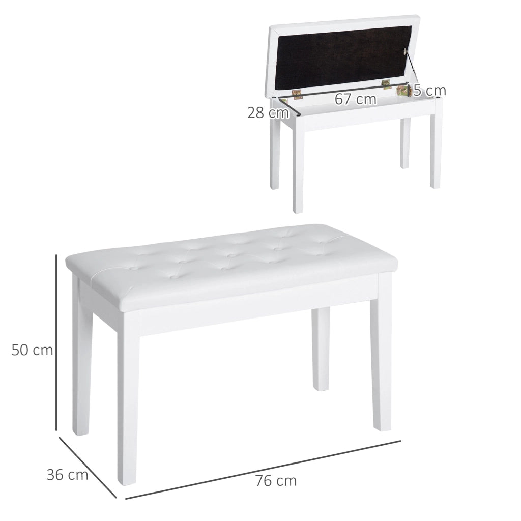 PANCA PER PIANOFORTE 79,5 x 39 x 15,9 cm Legno Bianco